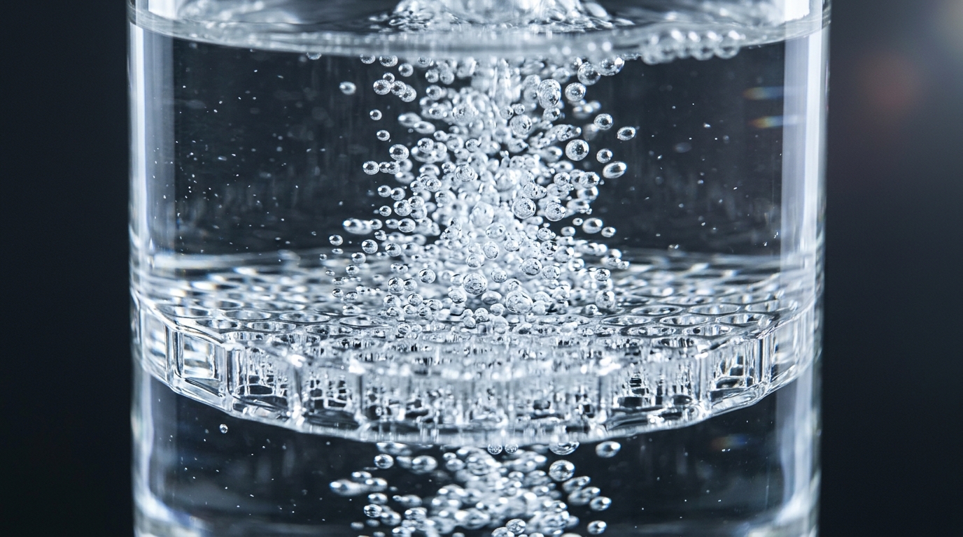 Macro close-up of water bubbling through a glass honeycomb percolator disc
